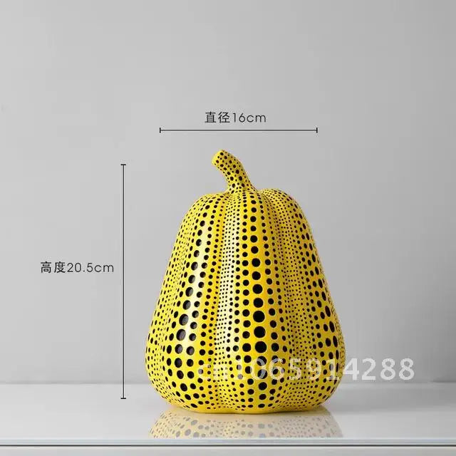 Modern Pumpkin Polka Dot Owl Sculpture Christmas Holiday Decor Art Ornament