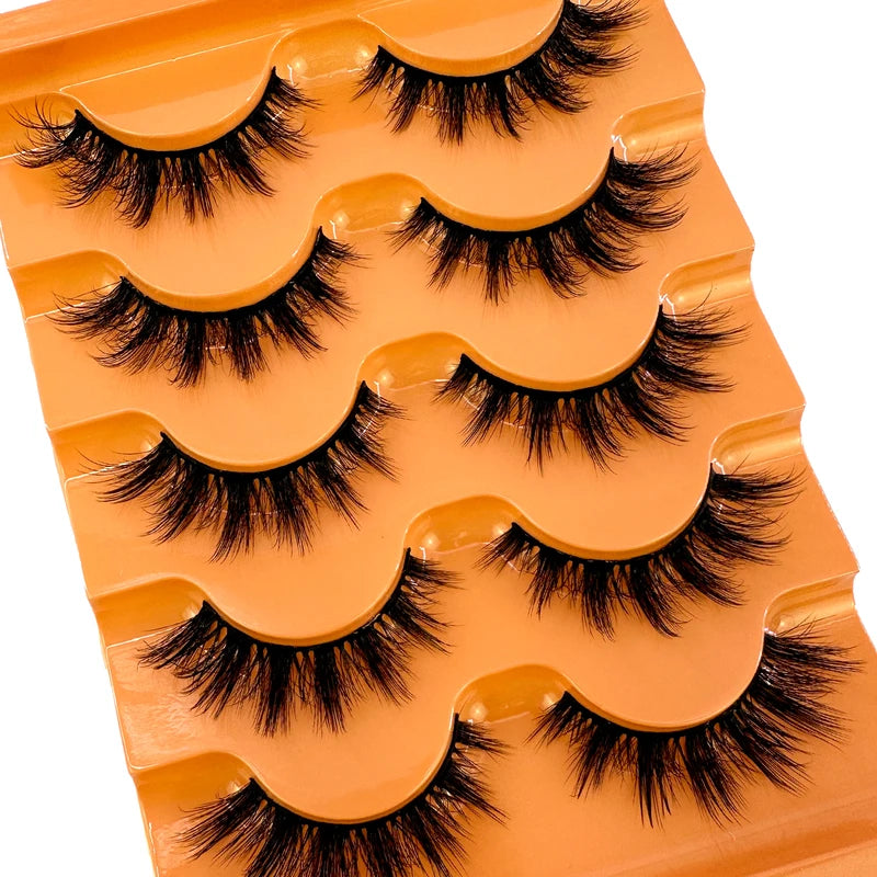Fake Eyelashes 5D Fluffy Faux Mink Lashes Long Wispy Volume Strip Eyelash Pack