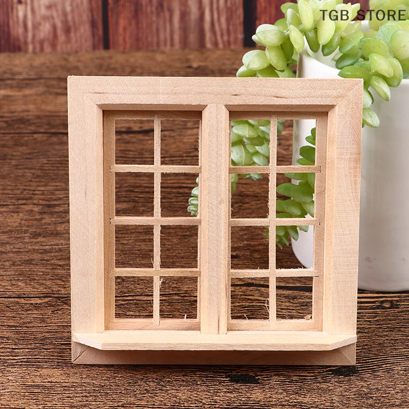 12 Dollhouse Miniature Window Set - 16 Square Grids for 1:12 Scale Model Homes