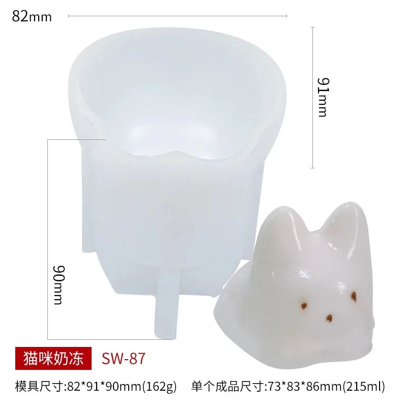 Silicone Mold for Cakes, Pudding, Jelly, Ice, and Decorations - Cat Milk Design