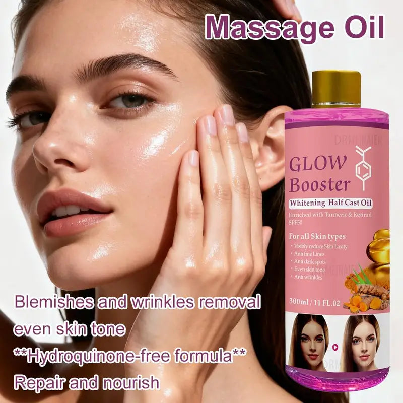 Brightening Skin & Body Massage Oil with Kojic Acid - 300ml Glow Booster Serum