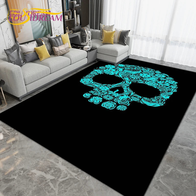 Horror Skull Area Rug for Living Room Bedroom Non-Slip Floor Mat Decor