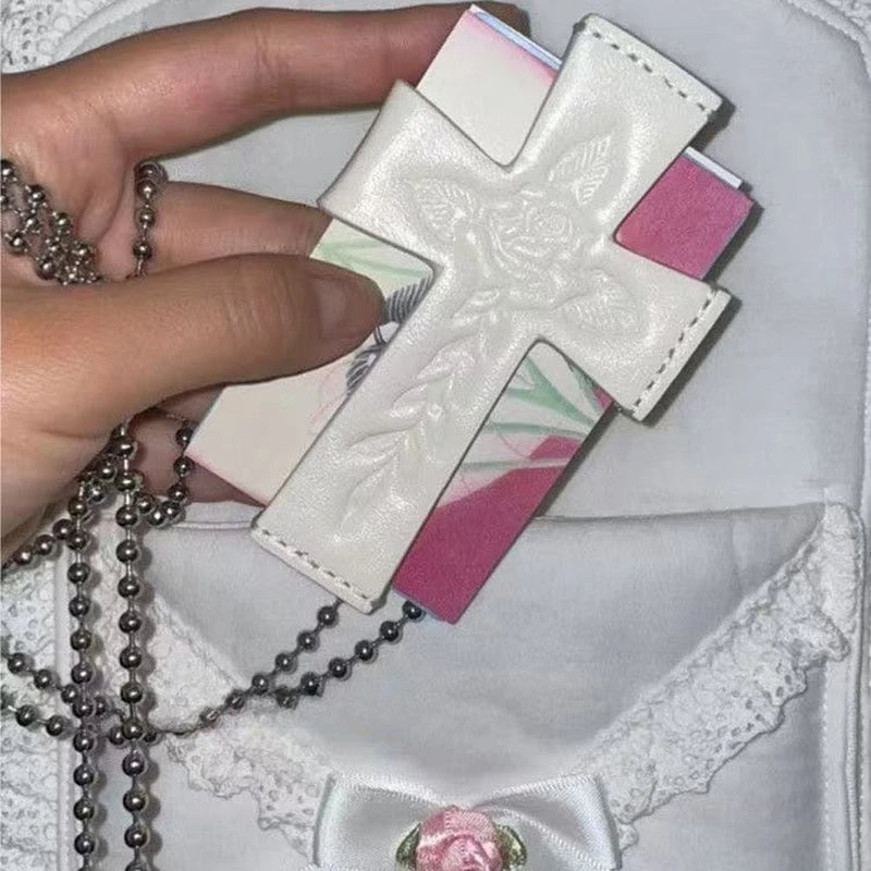 Gothic Punk Wallet Crossbody Card Bag with Chain - Small Leather Storage