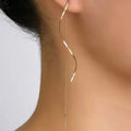 Korean Irregular Bowknot Drop Earrings - Silver Color Metal Line Big Long Jewelry for Women