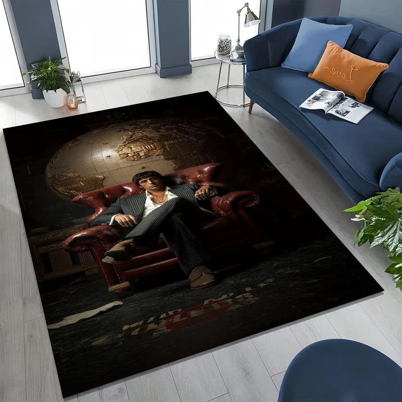 Classic Scarface Tony Montana Movie Art Carpet Rug for Living Room Bedroom Non-slip Floor Mat