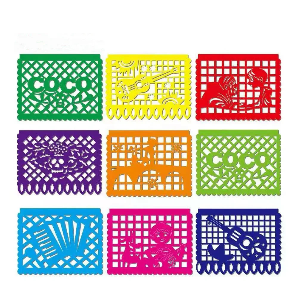 Mexican Theme Party Banner Felt Flags for Day of The Dead & Birthday Decor