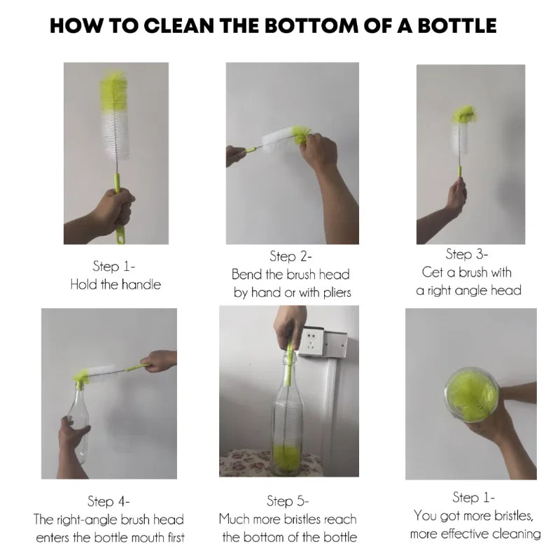 Bottle Brush Cleaner for Wine Beer Thermos Glass Long Narrow Neck Bottles