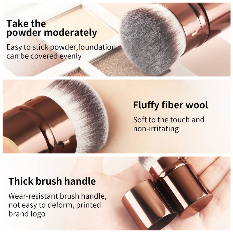 Retractable Makeup Brush Kabuki Foundation Blush Powder Contour Brush Portable