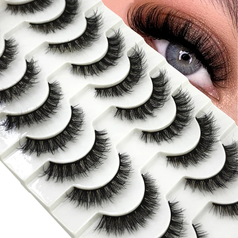 10Pairs 8D Mink False Eyelashes Natural Volume & Dramatic Look - Wholesale Makeup Tool