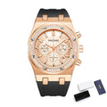 Men's Waterproof Quartz Sport Watch with Silicone Band and Diamond Iced Bezel