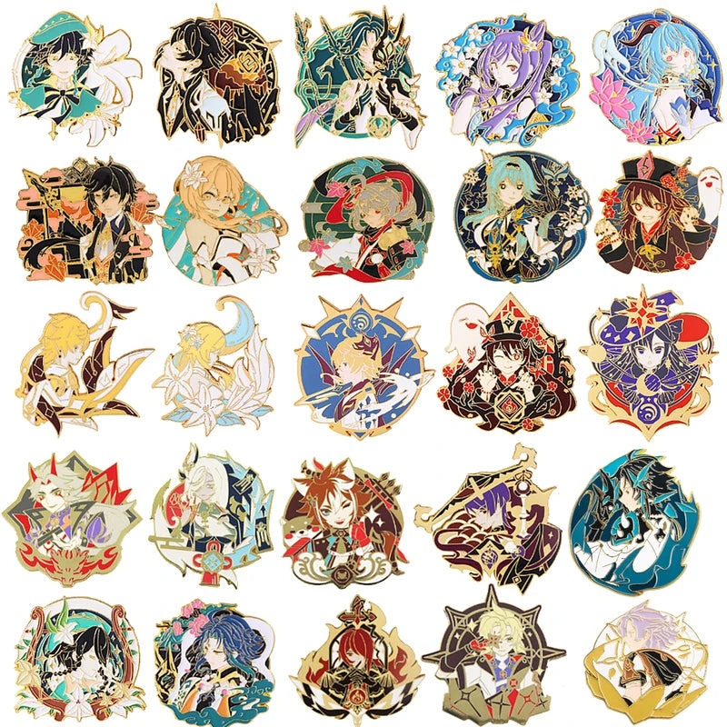 Genshin Impact Anime Pins Brooches Lapel Badge Jewelry Men Women Backpack Accessory