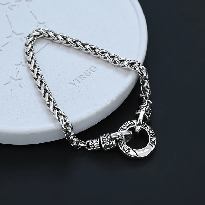 Sterling Silver Bracelet for Women Men Simple Heavy Pendant Party Jewelry Gift