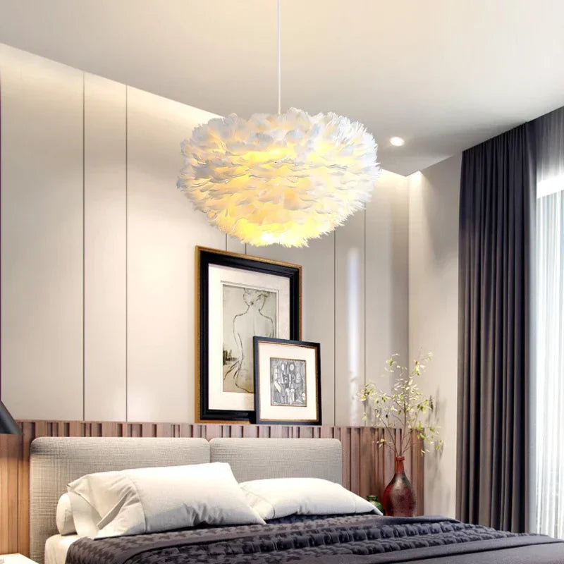 Feather Pendant Lights for Children's Bedroom Living Room - Chandelier Lighting