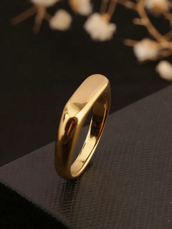 Geometric Gold Signet Ring Stainless Steel for Men & Women - Elegant Daily Wear Gift