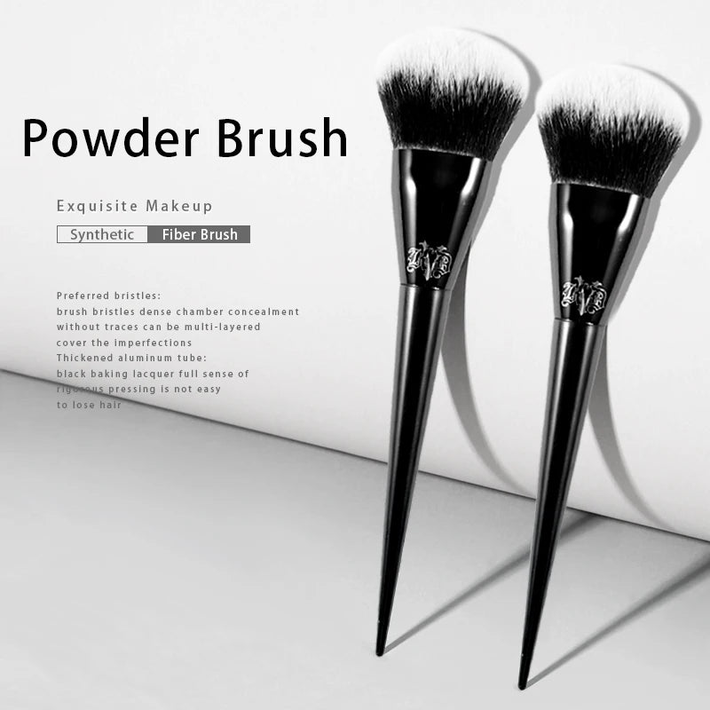 Makeup Brush 22 Pressed Powder Brush with Soft Fiber Hair and Black Handle - Elegant Cosmetic Tool for Women