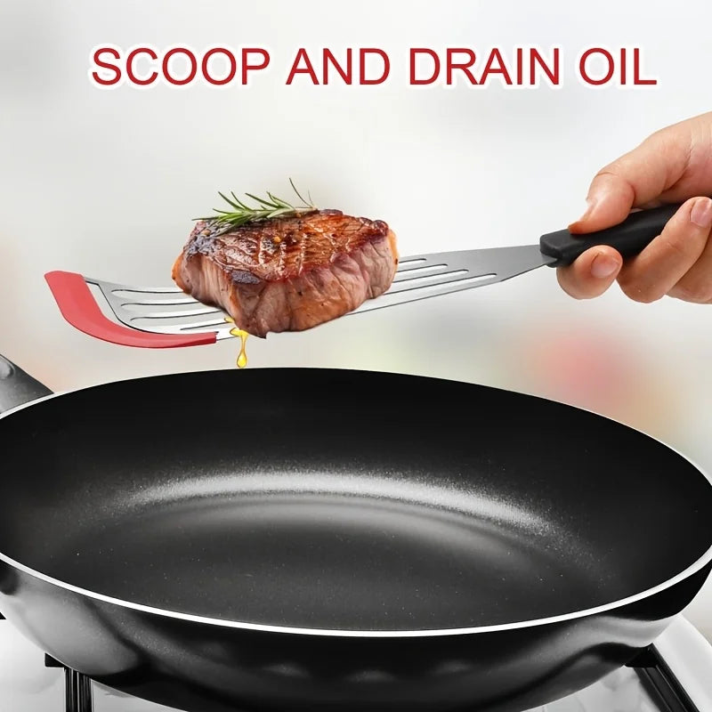 Stainless Steel Silicone Spatula High Temperature Cooking Fish Flipper Kitchen Utensil