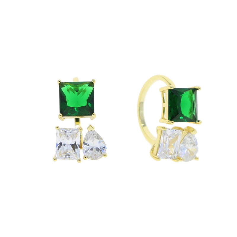 Colorful CZ Geometric Ring for Women - Adjustable Multi-Color Statement Jewelry