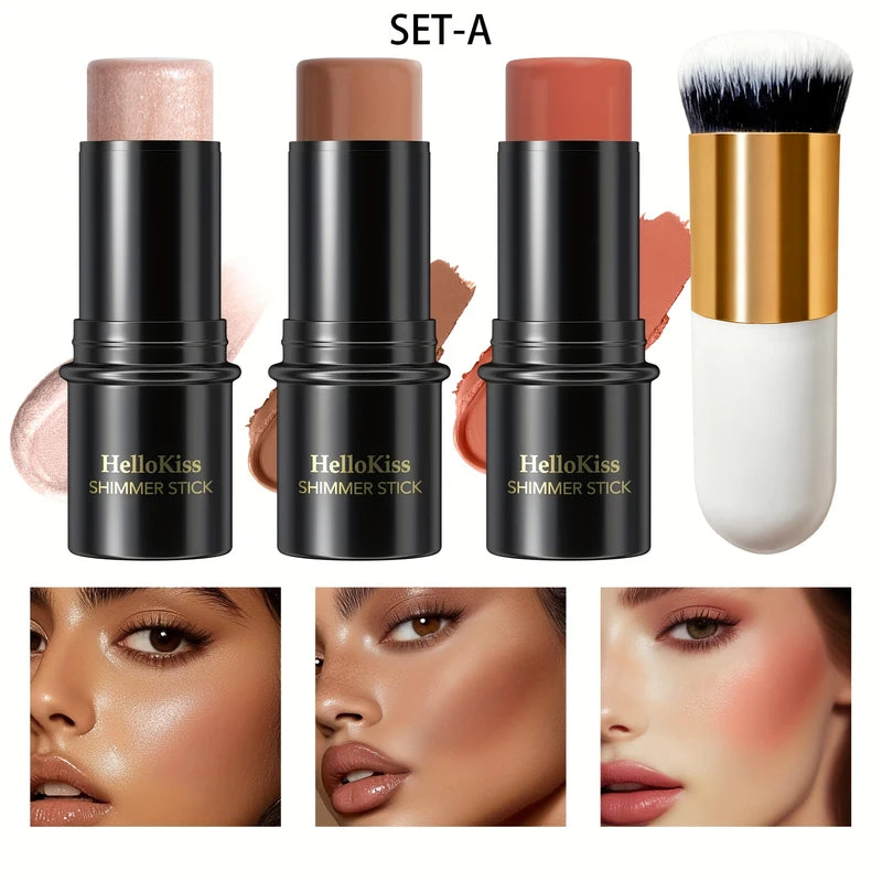 4-Piece Contour Makeup Set with Highlighter, Blush & Bronzer - Long-Lasting & Perfect for Gifts