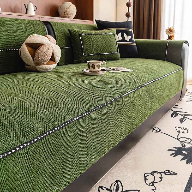 All-Season Anti-Slip Chenille Sofa Cover for Living Room - Washable & Decorative