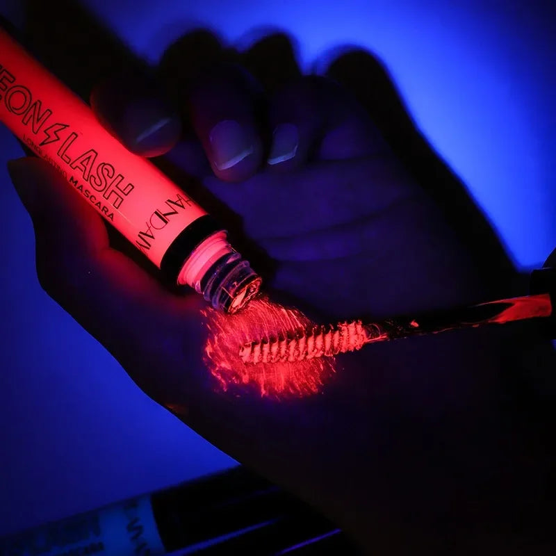 Colorful Fluorescent Waterproof Mascara with Glow in The Dark Effect - Long Lasting Eye Makeup