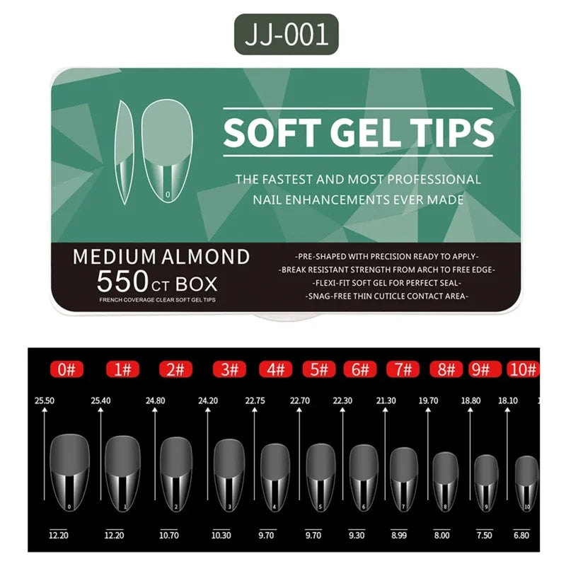 Medium and Short Soft Gel Nail Tips Set - Full Coverage Matte Extension Tools