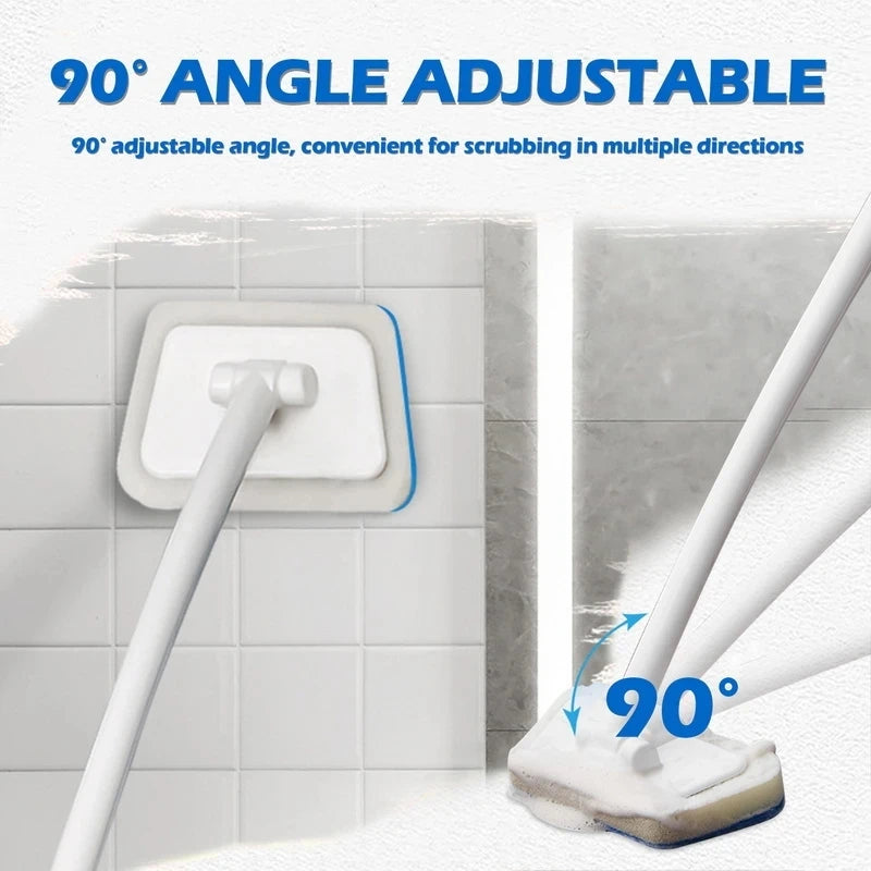 Multi-Functional Bathroom Cleaning Brush with Long Handle and Removable Sponge - Floor & Tile Scrubber