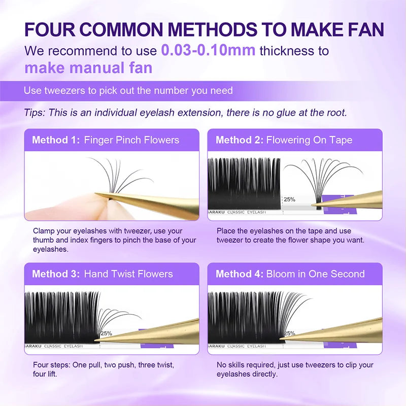 False Eyelash Extensions 10 Cases Assorted Curl, Thickness & Length