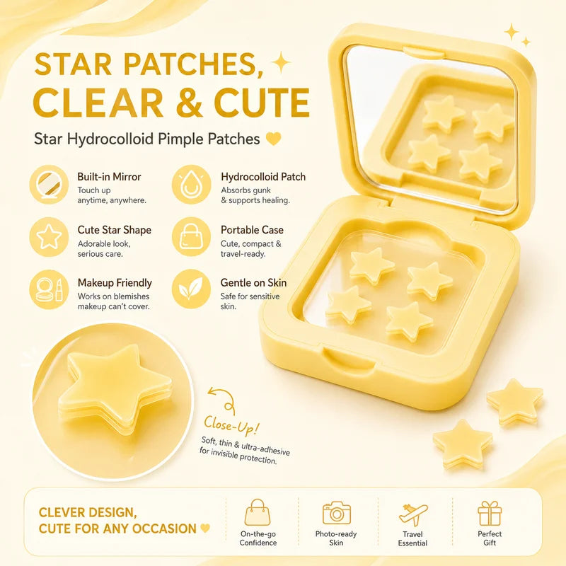 Hydrocolloid Acne Patches for Face - Makeup Friendly, Blemish Cover Stickers, Portable Zit Patches