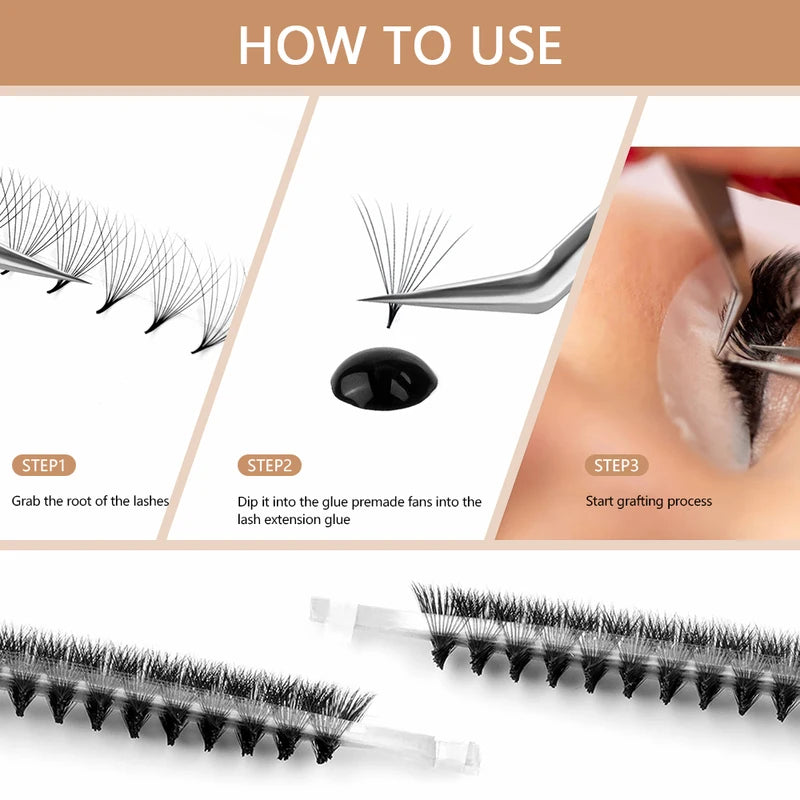 False Eyelash Extensions 6D 8D 10D 12D 20D Volume Fans Faux Mink Premade