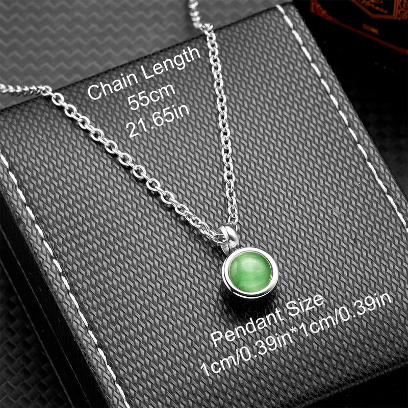 Stainless Steel Birthstone Pendant Necklace Cremation Ashes Memorial Jewelry