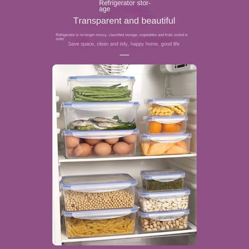 Sealed Rectangular Refrigerator Storage Box with Lid - Stackable Food Containers