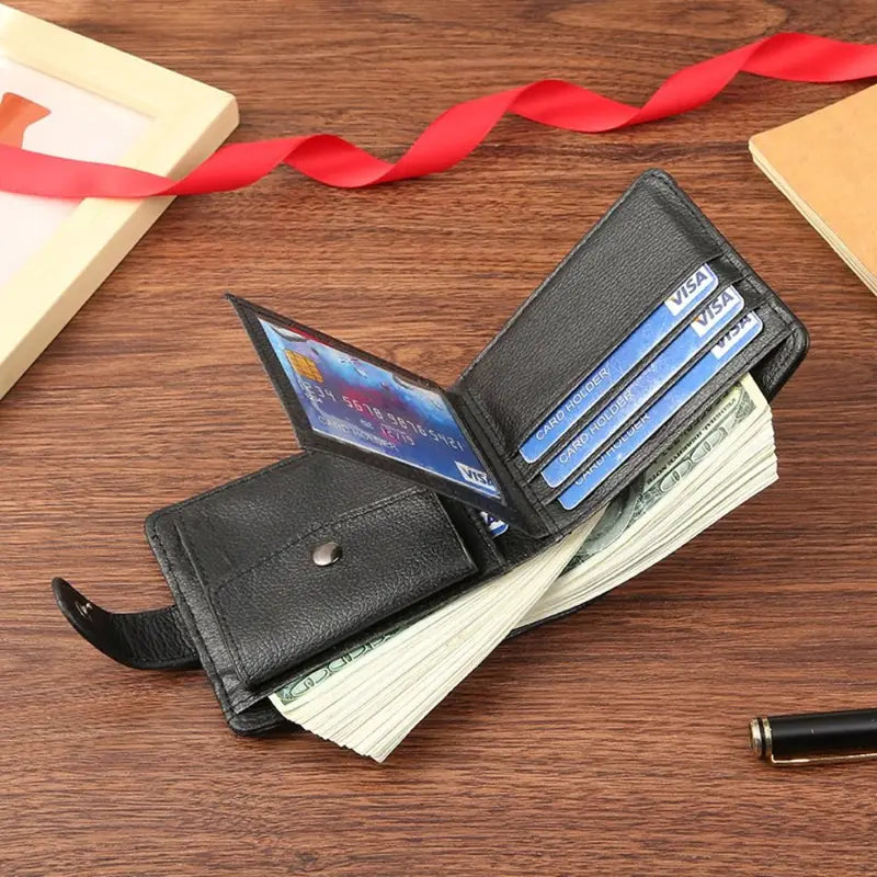 Men's Slim Leather Zipper Wallet with Coin Pocket - Multiple Colors