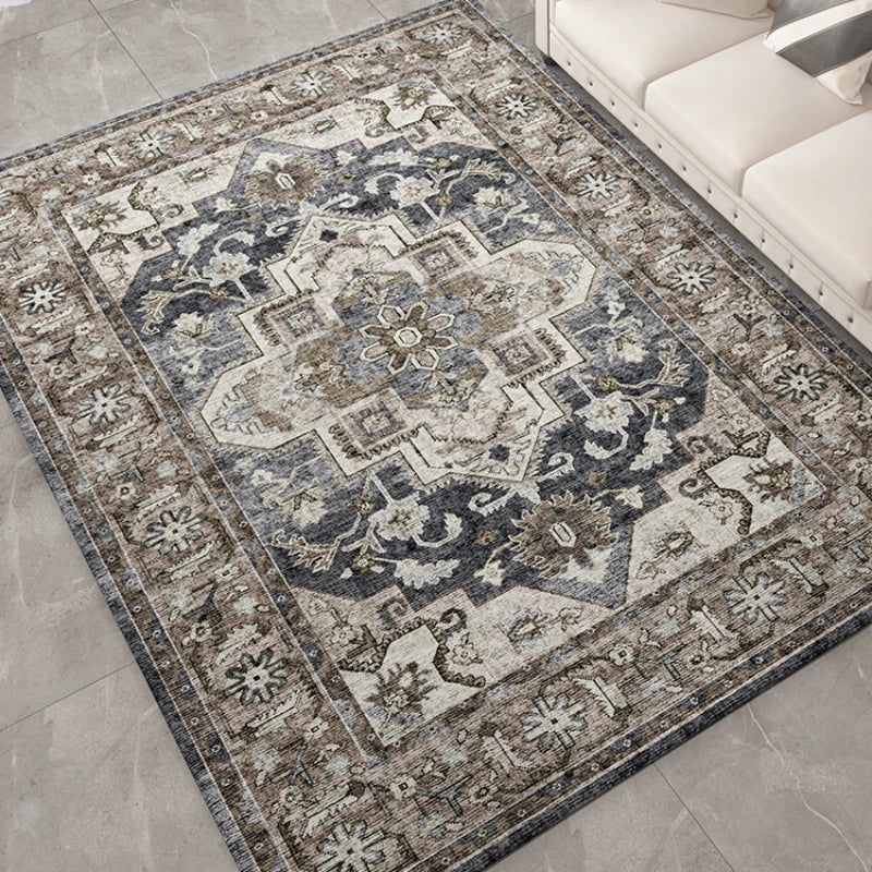 Large Retro Style Area Rug for Bedroom & Living Room - Washable Non-Slip Floor Mat