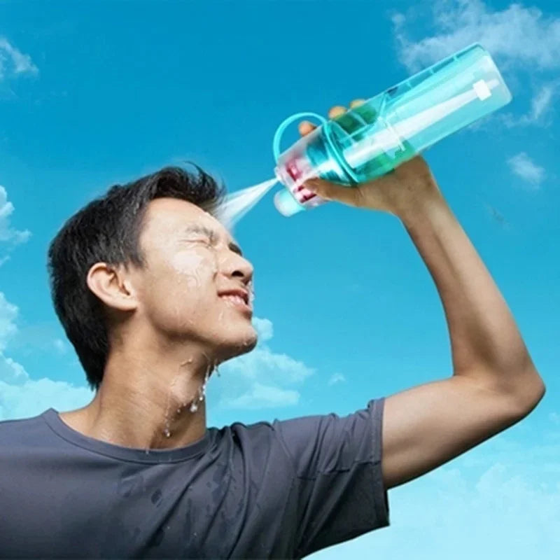600ml Portable Spray Water Bottle with Mist Function for Outdoor Sports & Fitness