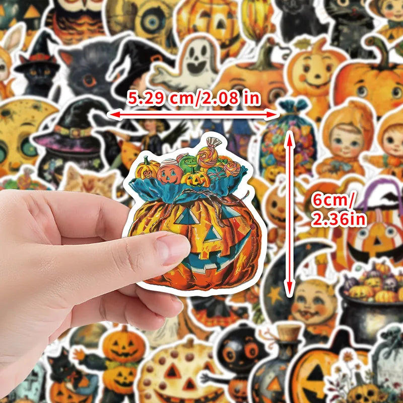 50PCS Nordic Style Waterproof Halloween Graffiti Stickers for Water Bottles & Skateboards
