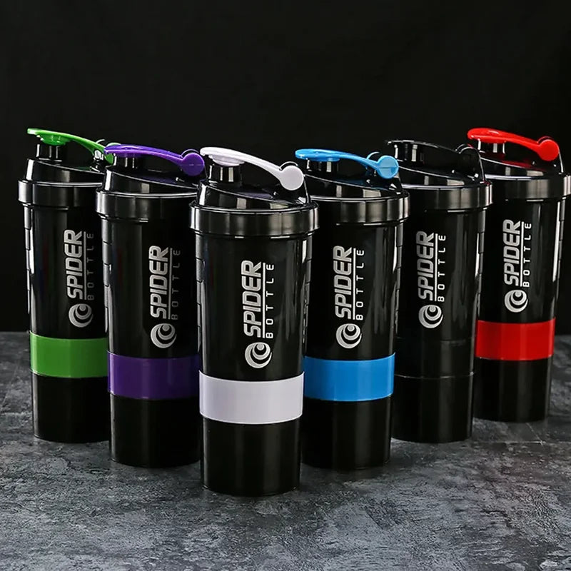 Large Capacity 3-Layer Shaker Protein Bottle for Powder & Drink Mixing