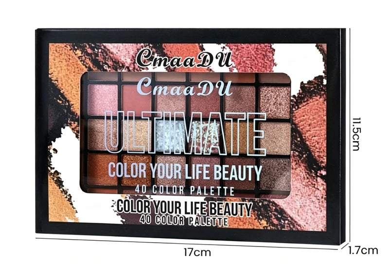 40-Color Eyeshadow Palette with Matte & Shimmer Finishes - Earth Tones & Pastels for Daily & Party Looks