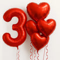 Party Foam Number and Heart Balloons Set for Celebrations - Multiple Colors