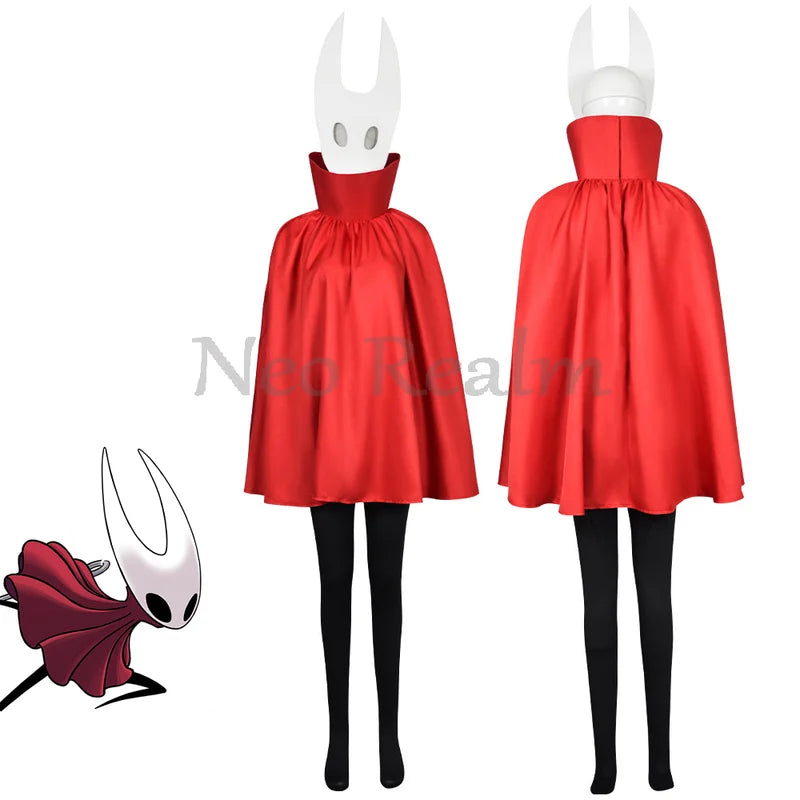 Hollow Knight Silksong Hornet Cosplay Costume Full Set with Mask Red Cloak Gloves Pants