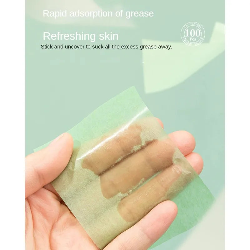 Oil-Absorbing Facial Blotting Papers with Fragrance - T-Zone Control, 100 Pieces
