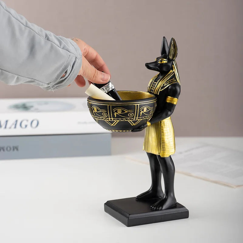 Ancient Egyptian Anubis Resin Storage Tray - Decorative Table Ornament Gift