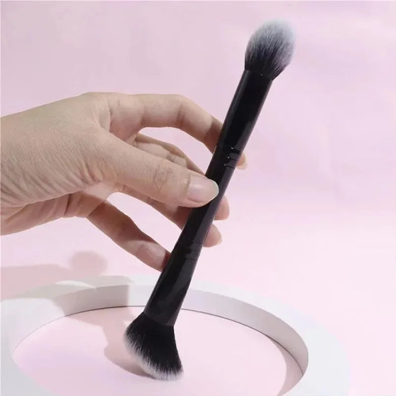 Double Head Makeup Brush for Face Contour Highlighter and Blush - Soft Fiber