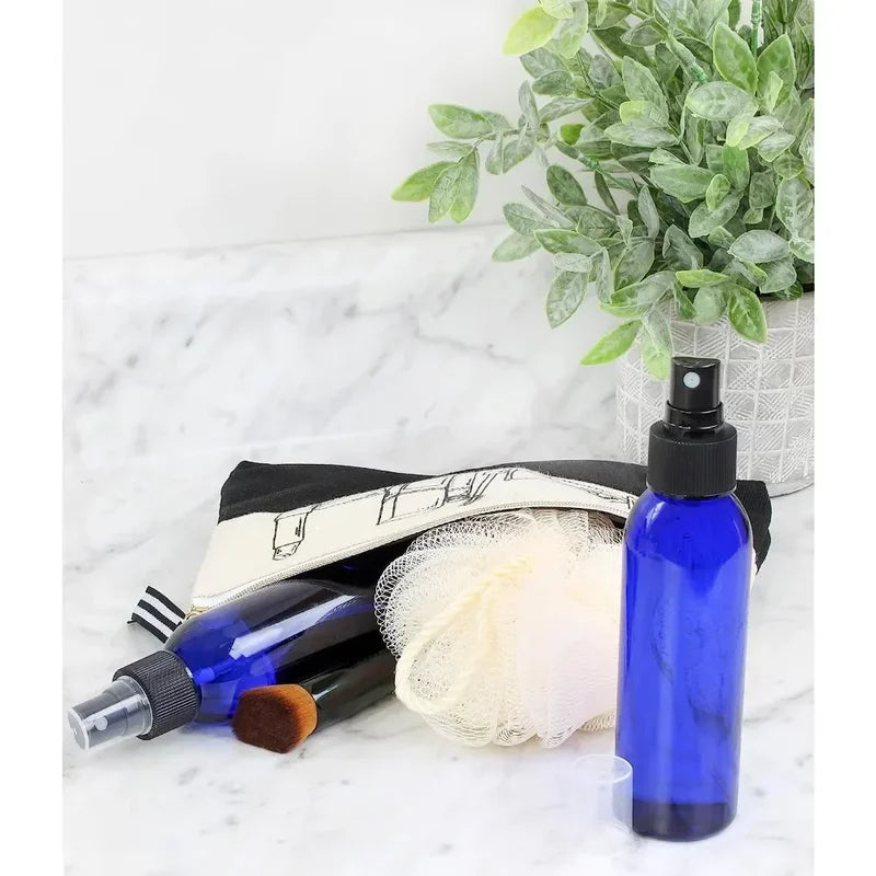 Set of 50 Refillable Blue Spray Bottles - 20ml, 30ml, 50ml, 60ml, 100ml Fine Mist Containers for Disinfectant & Travel