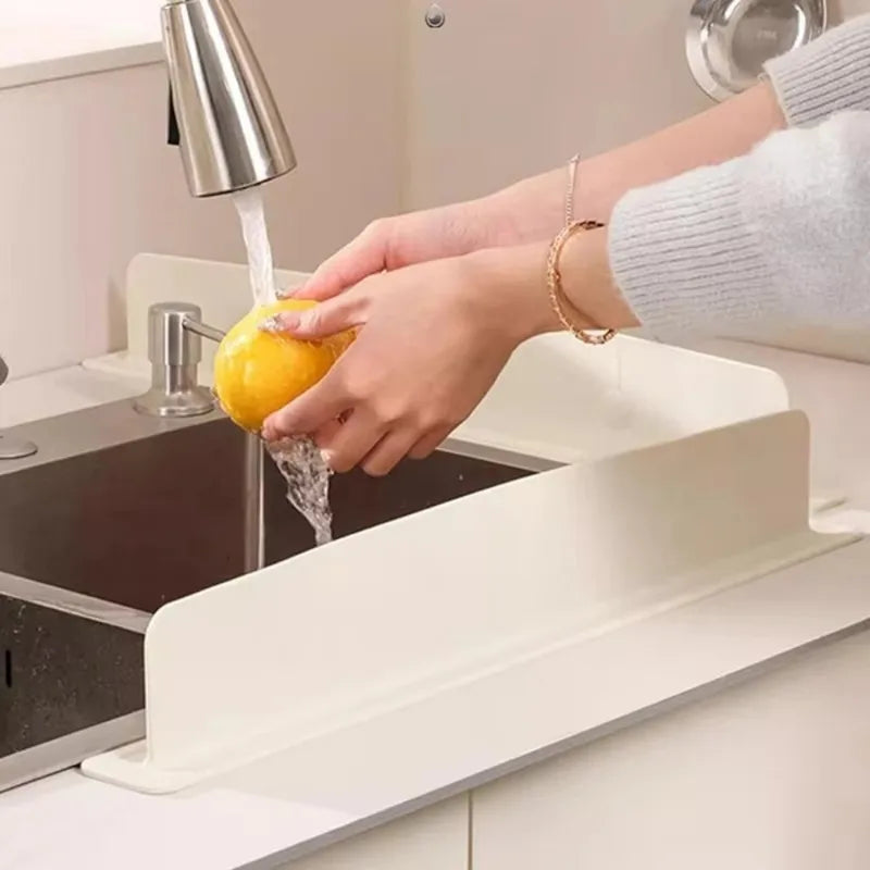 Silicone Sink Baffle Splash Guard with Suction Cups - Water & Oil-Proof Kitchen Organizer