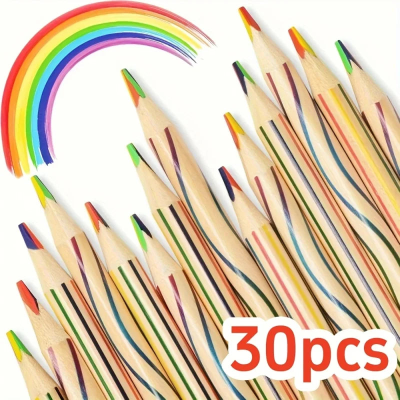 Rainbow Art Pen Set with Colored Pencils and Thick Lead for Professional Drawing