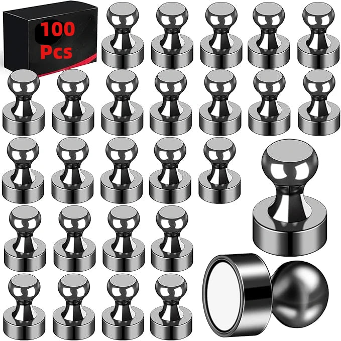 Magnetic Push Pins for Refrigerator & Whiteboard - Strong Neodymium Office & Kitchen Magnets
