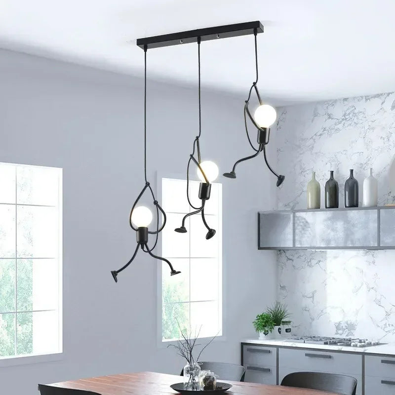 Retro Wrought Iron Chandelier for Restaurant Cafe Living Room Modern Creative Lighting
