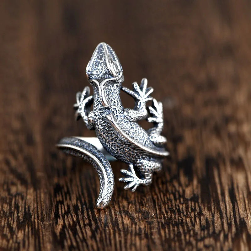 Vintage Lizard Ring for Men Women Trendy Gecko Hip Hop Rock Jewelry Gift