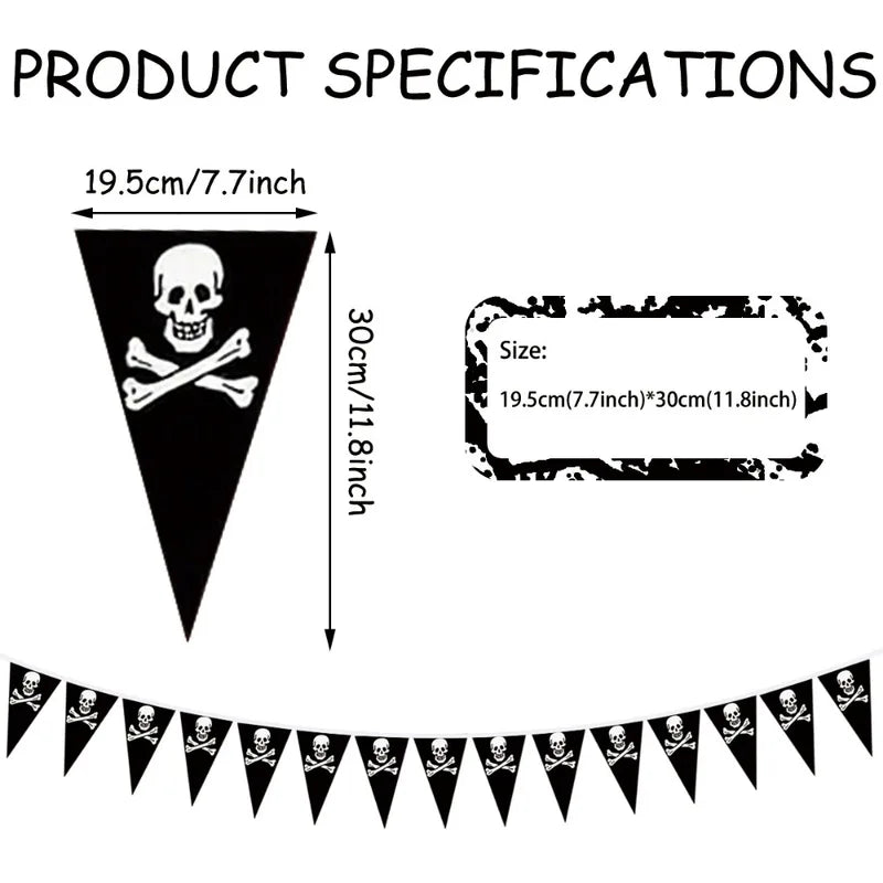 Black Skull Halloween Pennant Banner - Ghost Festival Party Decorations