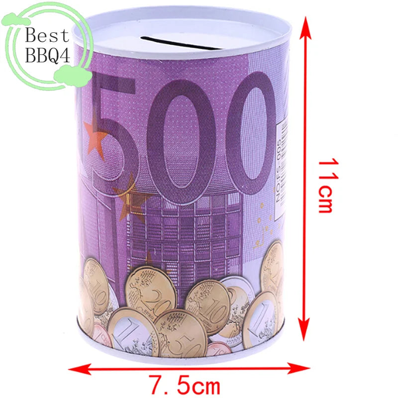 Creative Tinplate Cylinder Piggy Bank - Money Saving Box for Home Decor